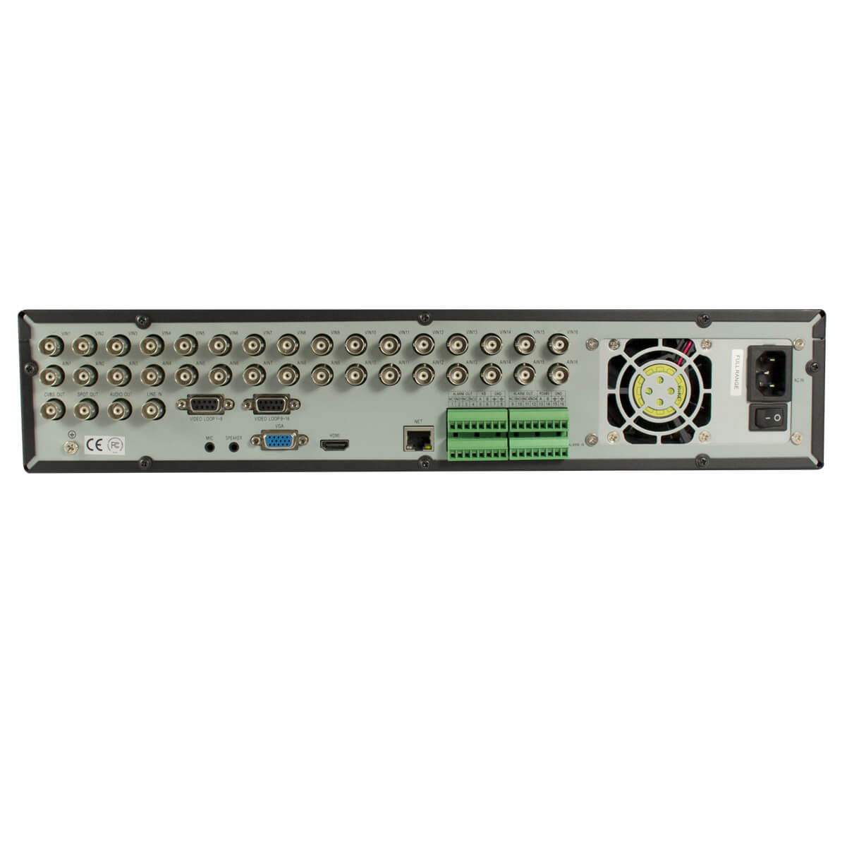 DVR 16 canales H264/G711A, VGA/HDMI/CVBS, Audio 8ch-in/1ch-out, D1/CIF